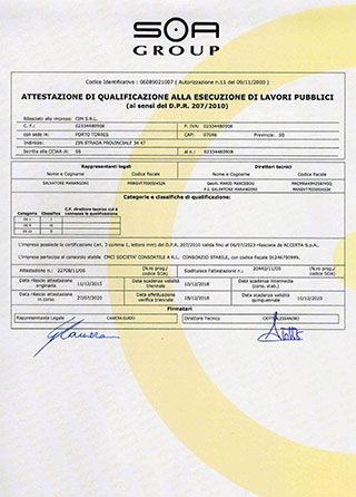 Certificato SOA: Cat. OG1 - Cat. OG6 - Cat. OS22